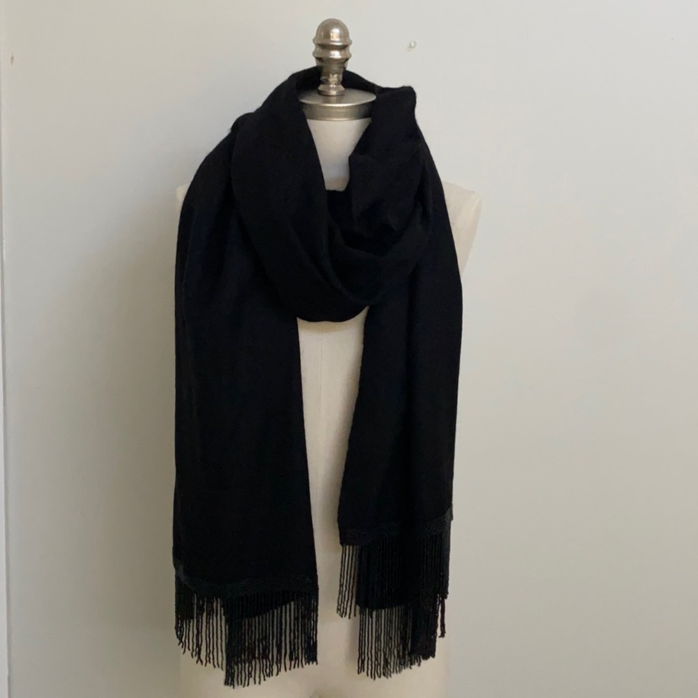 Black fringe beaded scarf